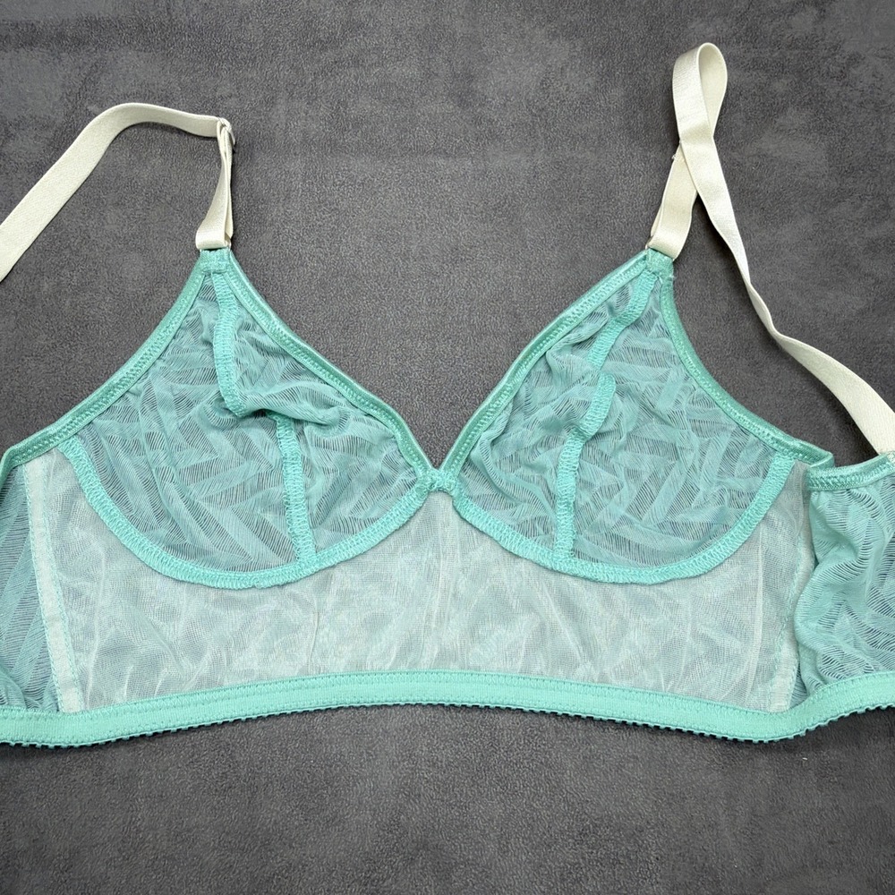 Anthropologie X FortNight Mira Long-line Bralette Sea Foam Green Size 32D - Picture 3 of 6